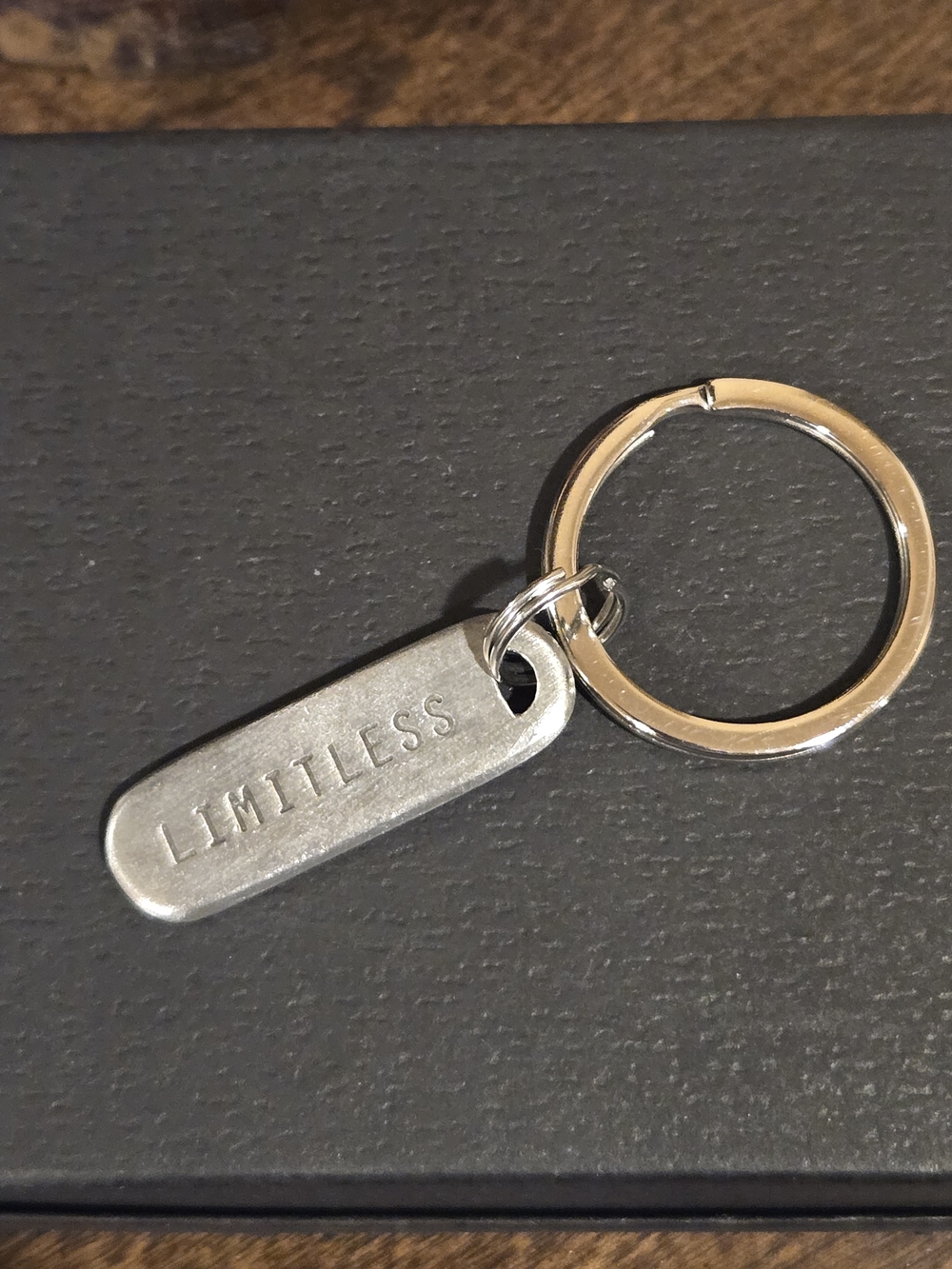 LIMITLESS Rounded Rectangular Pewter Inspirational Keychain - Picture 2 of 5